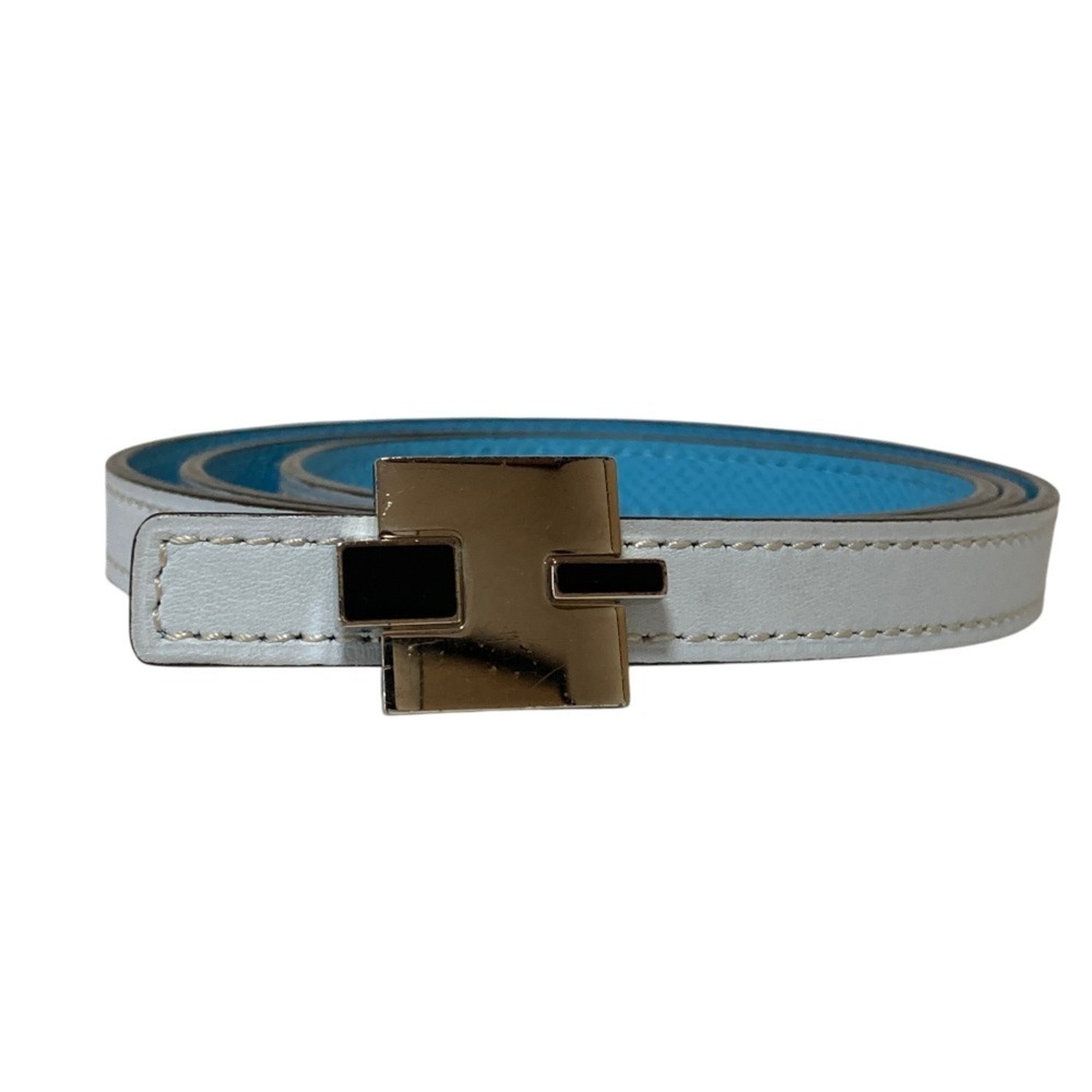 HERMES Eileen Veau Epsom Reversible Leather Belt, Size 80, Light Blue/Sky Blu...